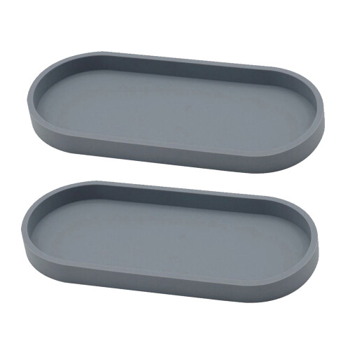 Plateau de rangement elliptique polyvalent en Silicone pour-Gris