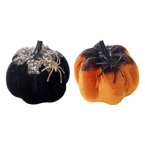 Spiders Pumpkin Figurines Decors Halloween Pumpkin-Black 1