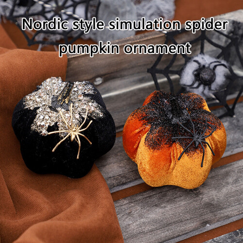 Spiders Pumpkin Figurines Decors Halloween Pumpkin-Black 2