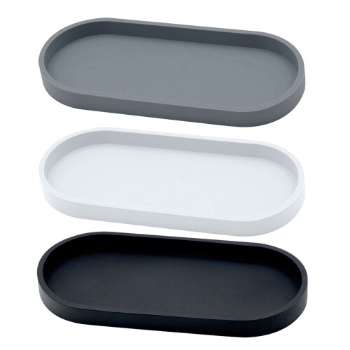 2pcs Silicone Storage Tray For Vanity Counter Organizing-White 2