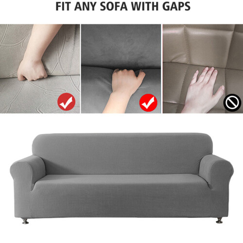 Housse de canapé en tissu Polyester-Trois places gris clair 1