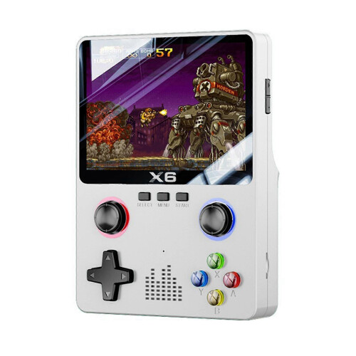 (White) x6 3.5 Inch IPS Screen Handheld Game Players Dual Joystick Game Retro