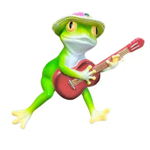 Figurines de grenouilles de guitare en résine, décorations de