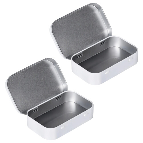 Boîtes de rangement en fer blanc, paquet de 2,-   Blanc