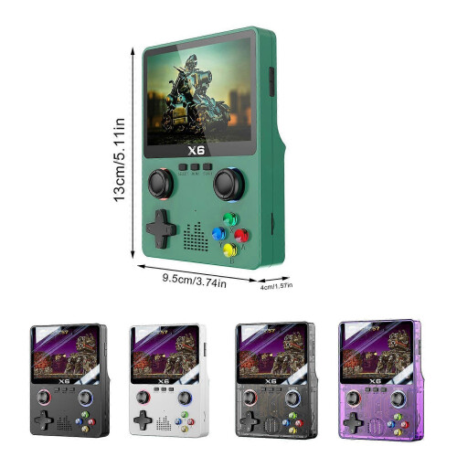 (White) x6 3.5 Inch IPS Screen Handheld Game Players Dual Joystick Game Retro 2