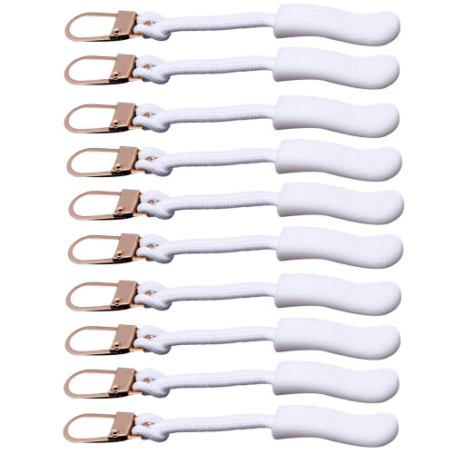 Detachable Zippers Pull Replacement Alloy Slider for-White