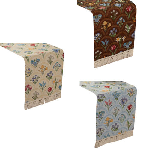 Long Rectangular Table Runner Reusable Polyester-Beige1 C 2