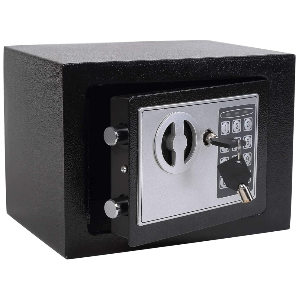 Small Electronic Safe Box With Digital Keypad Access, Steel Security Construction For Cash Jewelry Home Office, Blue Black 9351714500784