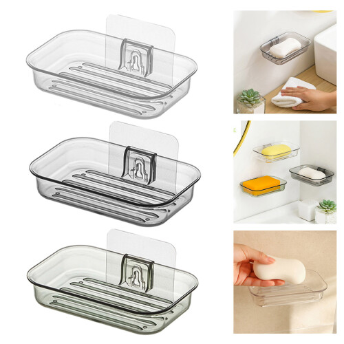Creative Soap Holder With Adhesive For Easy-Transparent black 2