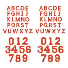 72 Reusable Embroidered Fabric Letter Number Iron-orange color