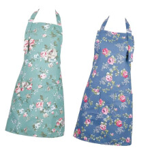 2PCS Korean Design Apron Sleeveless-Blue rose with green