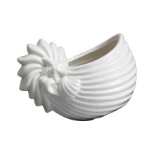Artisanal Ceramic Conch Shape Candle Holder Vessel-White