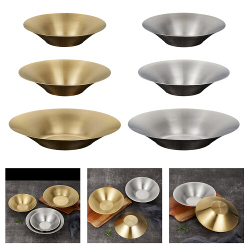 Rustproof Metal Circular Fruit Serving Tray For Home And-gold S 2