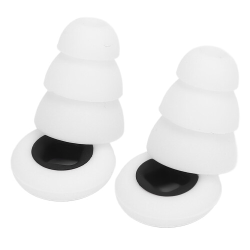 3-Layer Silicone Earplugs Sleep Travel White/Black