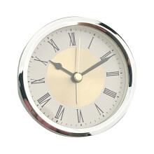 89 mm ronde quartzs stille wekker insteeklegering-Zilver