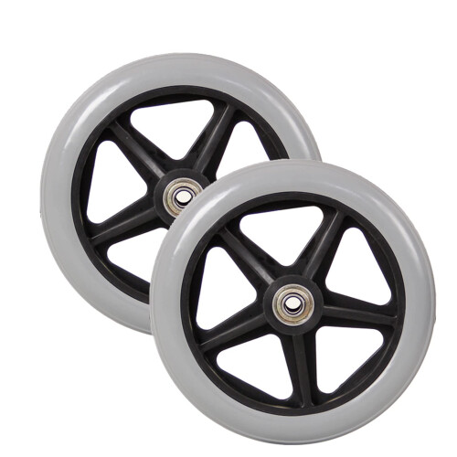 7 Inch Wheelchair Front Caster Wheels, Solid PVC Replacement with Smooth Rolling Design and Universal Fit