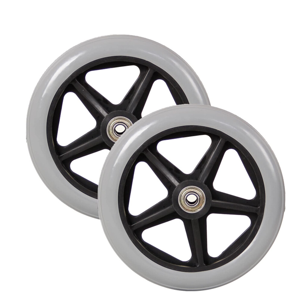 7 Inch Wheelchair Front Caster Wheels, Solid PVC Replacement with Smooth Rolling Design and Universal Fit