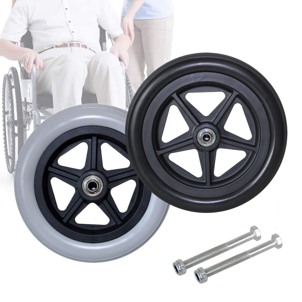 6 Inch Solid Wheelchair Front Wheels, NonâSlip PU Tires, Smooth Rolling Bearings, 2 Pack