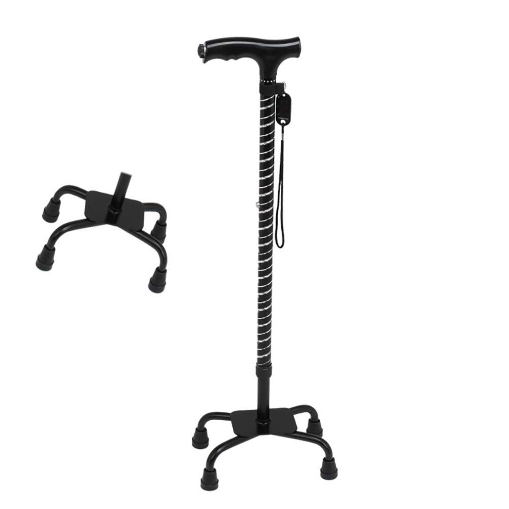 Light Adjustable Quad Walking Cane With Led Ergonomic Foam Grip And Stable Fourleg Base For Seniors