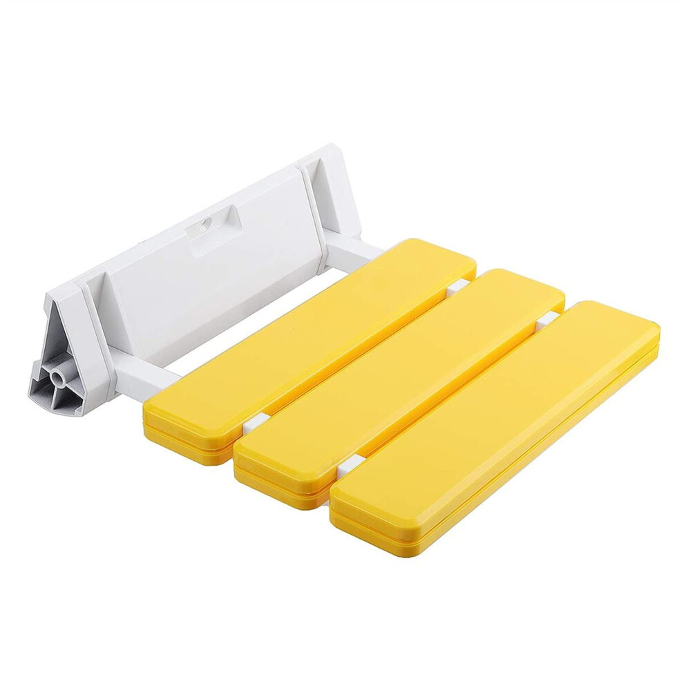 Yellow Wall Mounted Shower Seat 130Kg Load Capacity Foldable Bath Chair Bright Easy Clean For Elderly