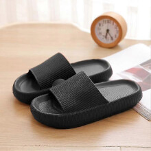 (38-39, Black) Thick Platform Bathroom Home Slippers Women Fashion Soft Sole Indoor Slides Sandals 2022 Summer Non-slip Flip Flops
