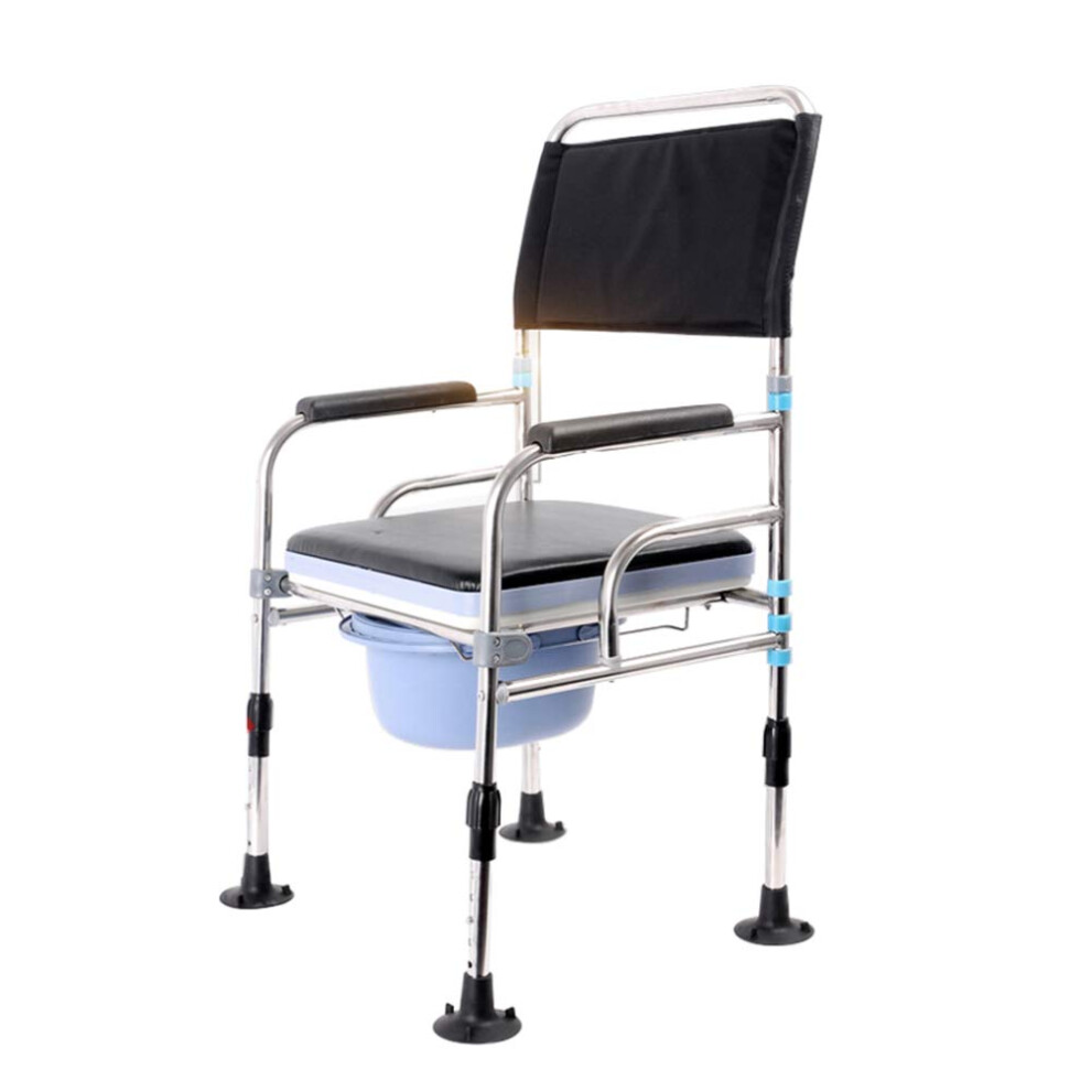 Adjustable Commode Chair with Height Adjustable Stainless Frame, NonSlip Foldable Shower Chair for Elderly