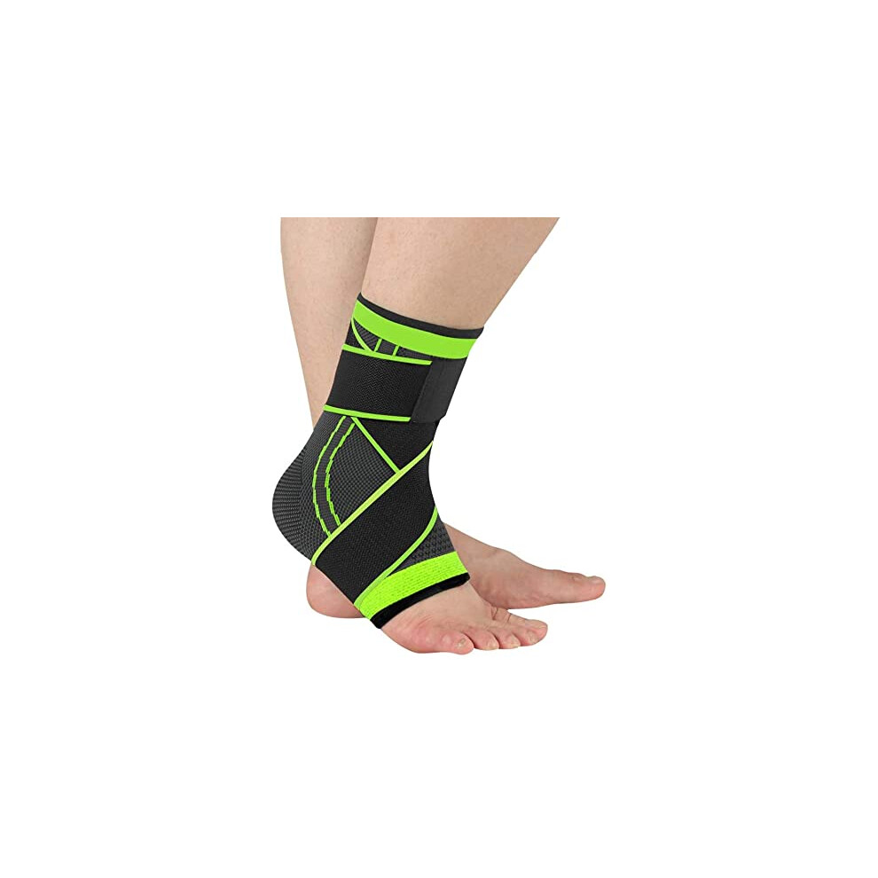 Green Adjustable Ankle Brace Support With Breathable Compression Sleeve For Sprain Recovery And Achilles Pain Relief (Green)