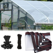 48x96 Inch Clear Vinyl Tarp with Grommets, Heavy Duty Transparent Waterproof Tarpaulin for Outdoor Canopy and Garden