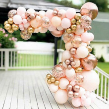 (43) Macaron Pink Balloon Garland Arch Kit Wedding Birthday Party Decoration Kids Globos Rose Gold Confetti Latex Ballon Baby Shower
