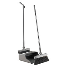 Broom and Dustpan Set with Ergonomic Long Handle, Dense Bristles for Pet Hair Removal, Indoor Outdoor Cleaning Tools