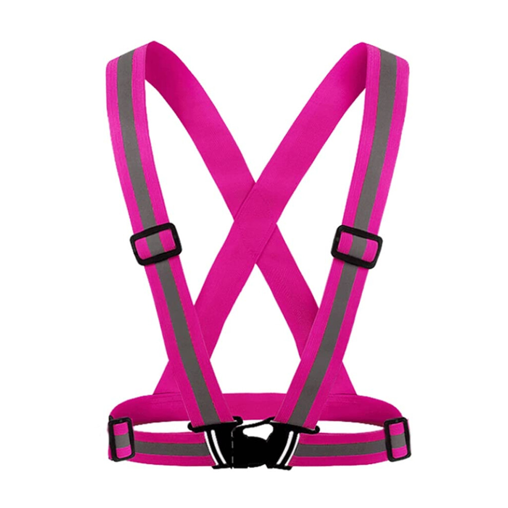 Reflective Safety Vest Rose Red Adjustable Lightweight Hi Vis Vest For Night Running Cycling Walking 9330225352815