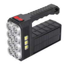 Solar Rechargeable Flashlight with 3 Lighting Modes, Waterproof Lumen LED Torch for Camping and Emergency Use