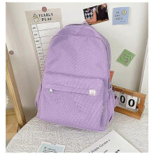 (Purple) Sweet Soft Sister Solid Color Large Capacity Student Schoolbag 2022 School Season New College Students Ins Backpack