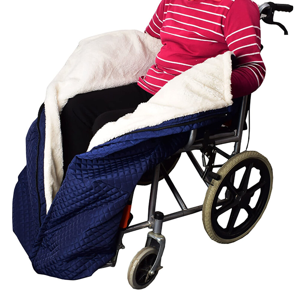 Light Wheelchair Blanket For Adults With Fleece Lining, Windproof Warm Cover And Secure Strap For Winter Use