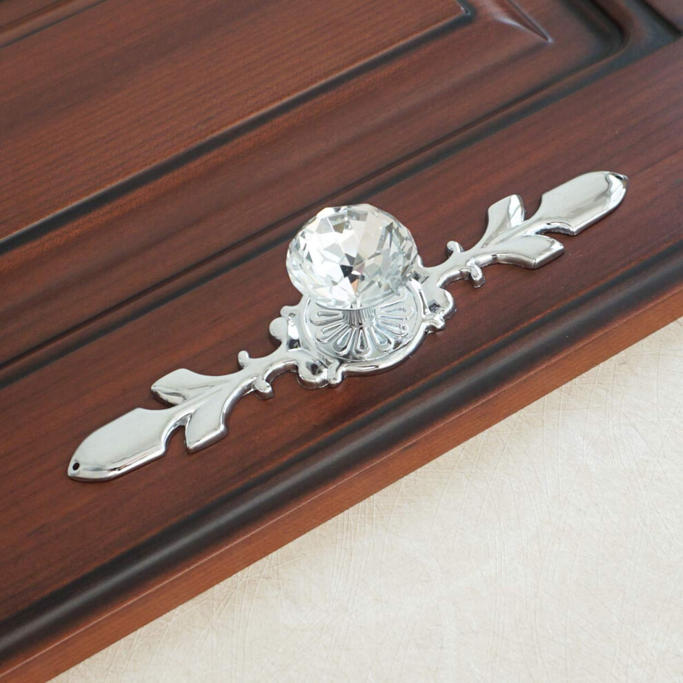 Clear Crystal Cabinet Knobs And Drawer Pulls Silver Finish With Decorative Backplate Elegant Design 9330225353126