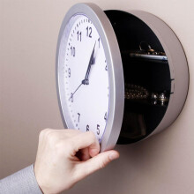 10 Inch Wall Clock Safe with Hidden Storage, Modern Silver Hidden Wall Clock for Home or Office