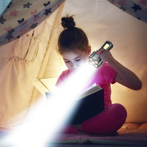 Rechargeable LED Flashlight  Lumens Waterproof Camping Light with COB Side Lamp and Power Display 1