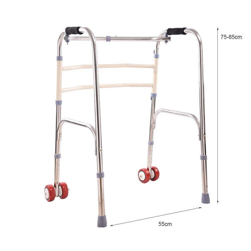 Adjustable Walker with Wheels for Elderly, DualPurpose Walking Frame Cane, NonSlip Ergonomic Handle 1