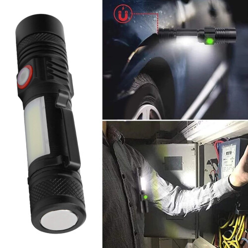 Rechargeable COB LED Work Light Flashlight with Magnetic Base, Zoom Beam, USB Charging for Camping 2