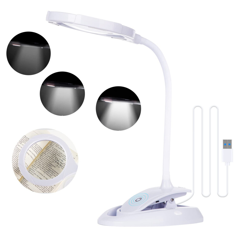 Light Magnifying Glass With And Stand 5X 10X Usb Rechargeable Led Desk Lamp For Reading Crafts