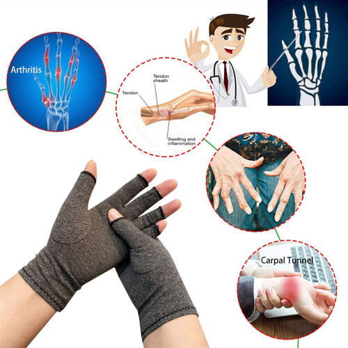 Arthritis Compression Gloves for Pain Relief, Open Finger Design, Breathable Fabric, Small Size 2