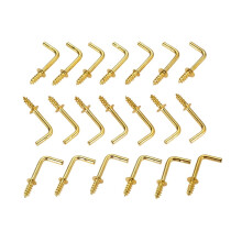 100Pack Brass Plated L Shape Screw Hooks, Secure Hold SelfTapping Design for DIY and Wall Hanging