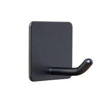 Adhesive Wall Hooks 4 Pack 304 Stainless Steel Hooks Black 45 No Drill Heavy Duty for Bathroom and Kitchen