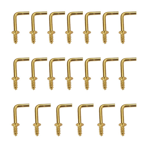 100Pack Brass Plated L Shape Screw Hooks, Secure Hold SelfTapping Design for DIY and Wall Hanging 2