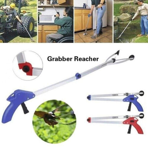 Reacher Tool for Elderly, Foldable Aluminum Litter Picker with Long Reach and Secure Lock Handle 1
