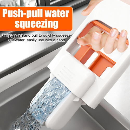 Mini Desktop Mop 2PCS with PushPull Dehydration System, Reusable Foldable Sponge Cleaner for Kitchen and Bathroom 2