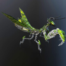 3D Metal Mantis Puzzle for Adults Steampunk Model Kit with Magnetic Lighting and Realistic Movement 1200PCS Grass Green