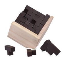 Wooden Cube Puzzle 3D Brain Teaser Toy for Adults and Kids Educational Block Game for Thinking Skills
