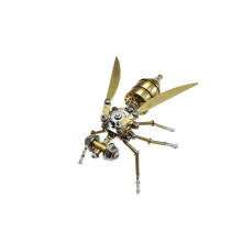 Steampunk Metal Model Mechanical Bee Figurine Yellow 3D Ready‑to‑Display Desk Decor Gift for Adults