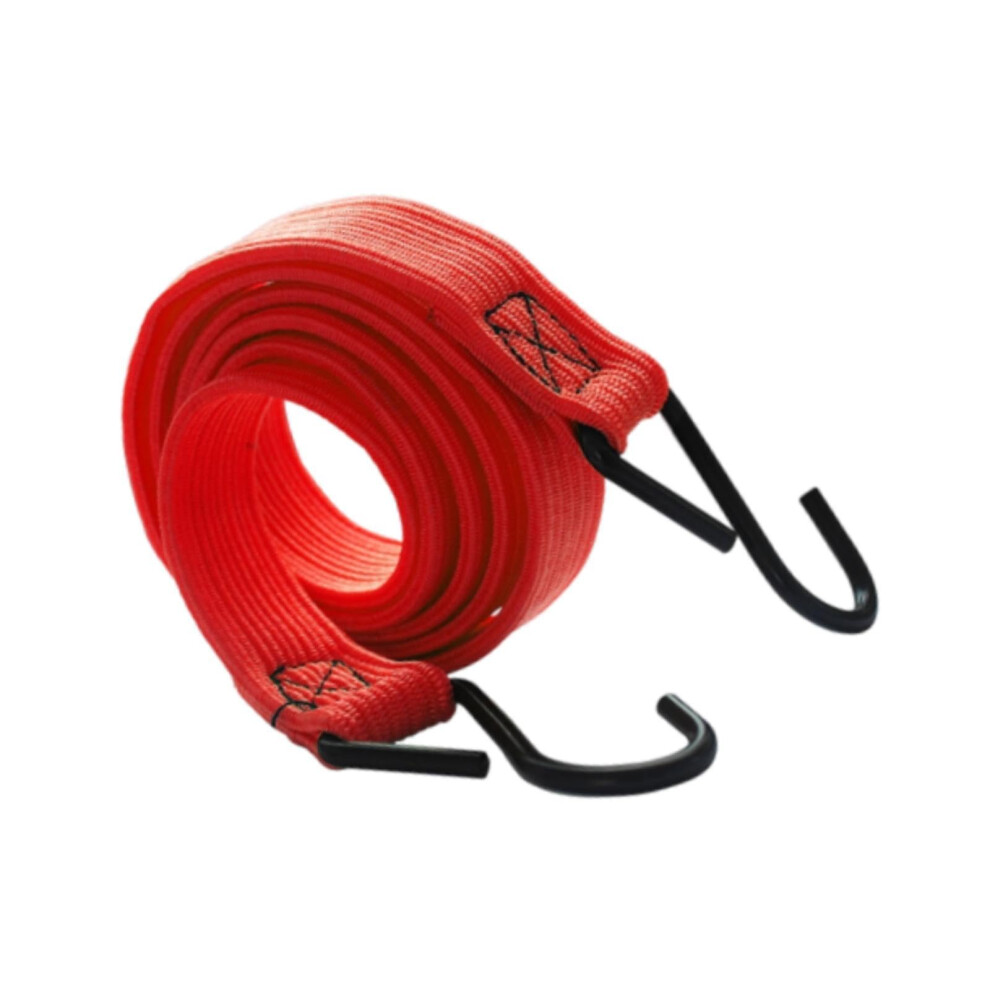 Bungee Cord Motorcycle Luggage Strap 150Cm Heavy Duty Flat Elastic Rope With Metal Hooks Red 9330225353973